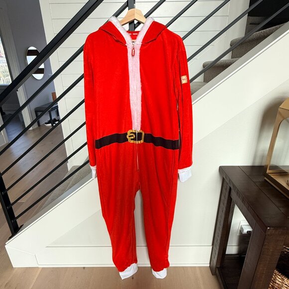 NWT Tipsy Elves Santa Jumpsuit Onesie Red Christmas Ugly Holiday Party Sz MED - Picture 3 of 8